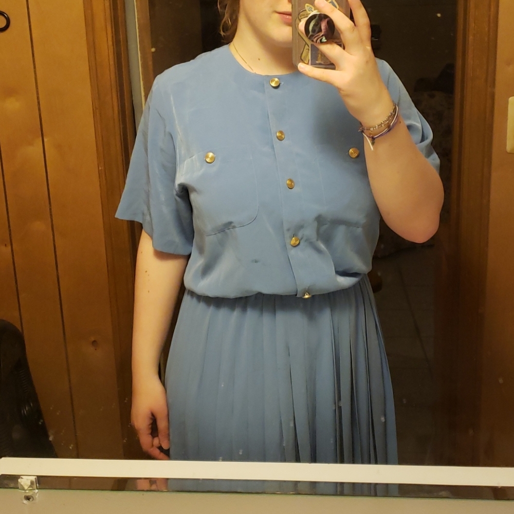 Long Soft Blue Casual Dress